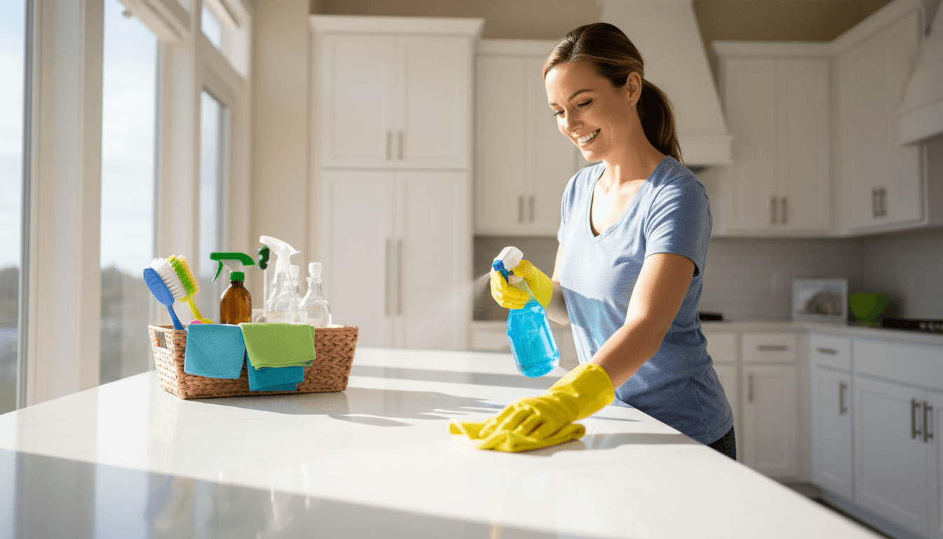 RJ Cleaning Solution professional cleaning kitchen surfaces with attention to detail