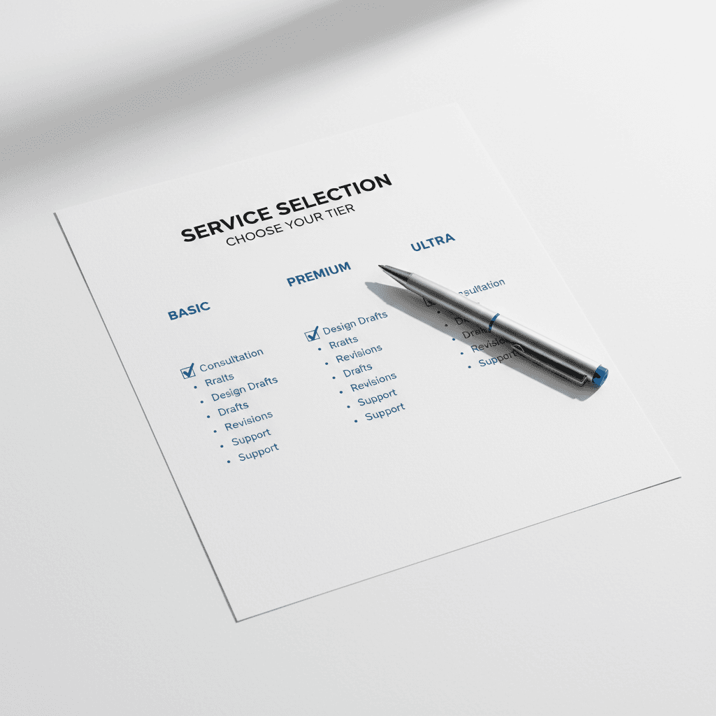 Clear display of tiered cleaning service pricing packages